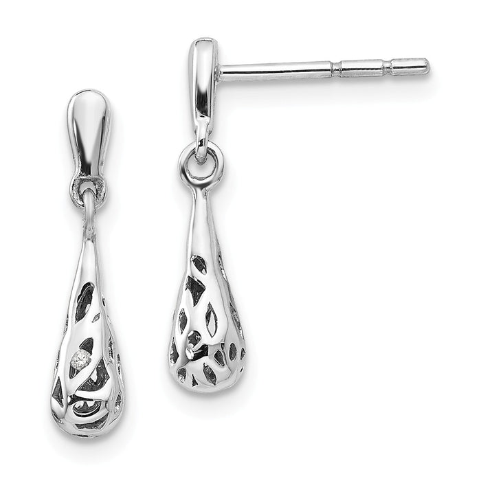 White Ice 925 Sterling Silver .01ct Diamond Earrings, 17mm x 5mm