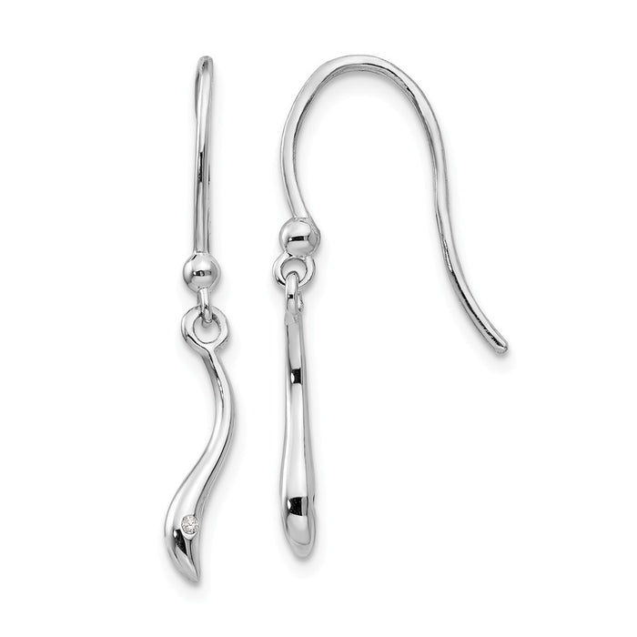 White Ice 925 Sterling Silver Swirl Diamond Shepherd Hook Earrings, 28mm x 3mm