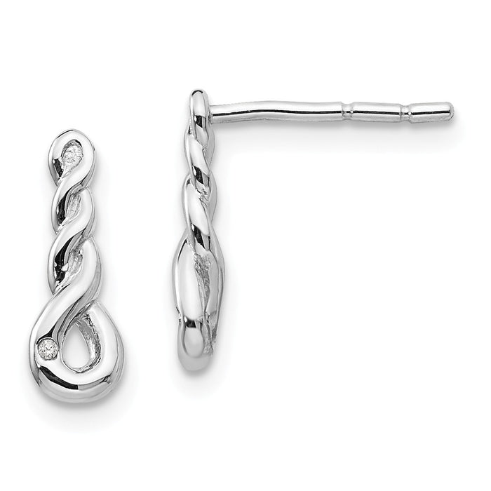 White Ice 925 Sterling Silver Twisted .01ct Diamond Post Earrings, 12mm x 5mm