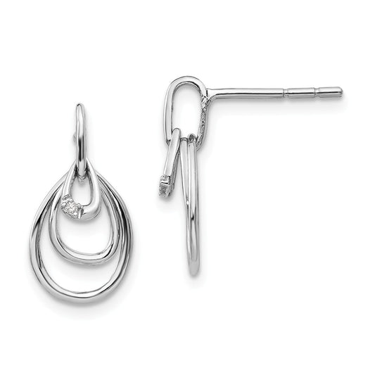 White Ice 925 Sterling Silver Teardrop .01ct Diamond Post Earrings, 15mm x 9mm