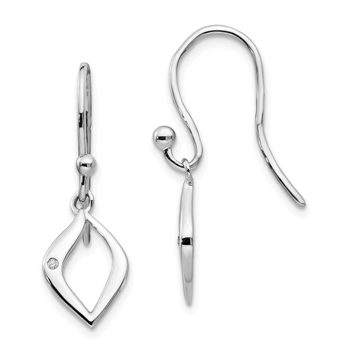 White Ice 925 Sterling Silver .01 ct Diamond Shepherd Hook Earrings, 28mm x 9mm