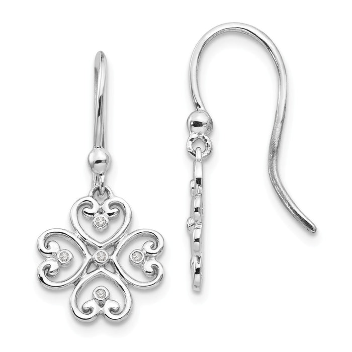 White Ice 925 Sterling Silver .03 ct Diamond Shepherd Hook Earrings, 26mm x 11mm