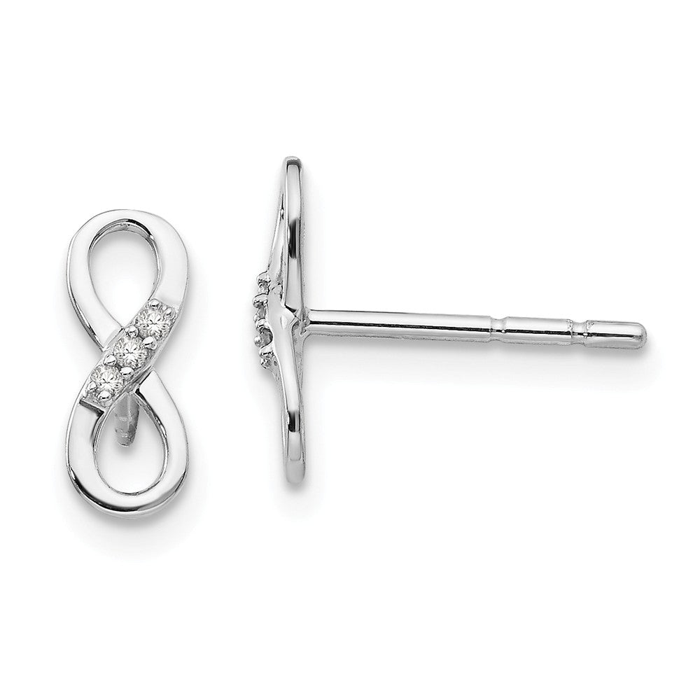 White Ice 925 Sterling Silver Infinity Diamond Post Earrings, 4mm x 11mm