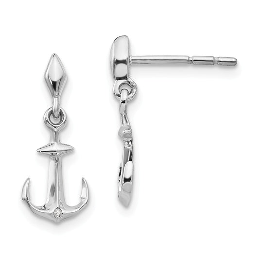White Ice 925 Sterling Silver 1/2 pt Diamond Post Earrings, 18mm x 8mm