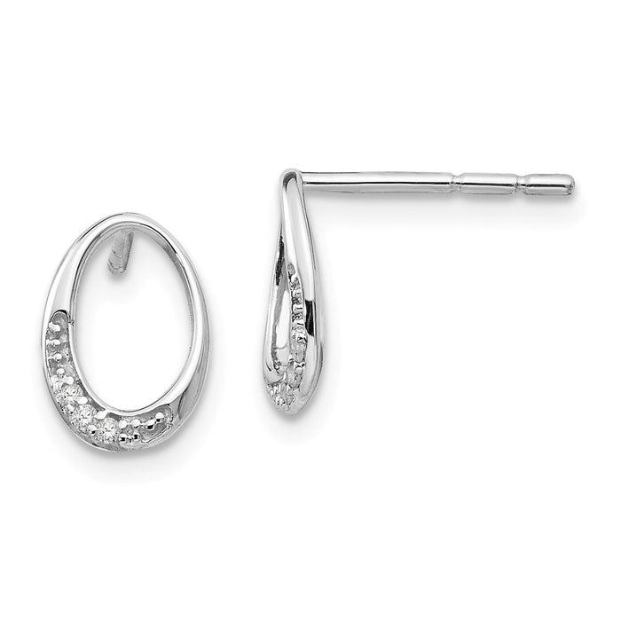 White Ice 925 Sterling Silver .02 ct Diamond Post Earrings, 10mm x 8mm