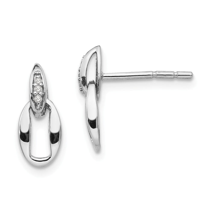 White Ice 925 Sterling Silver .02ct Diamond Post Earrings, 9mm x 6mm