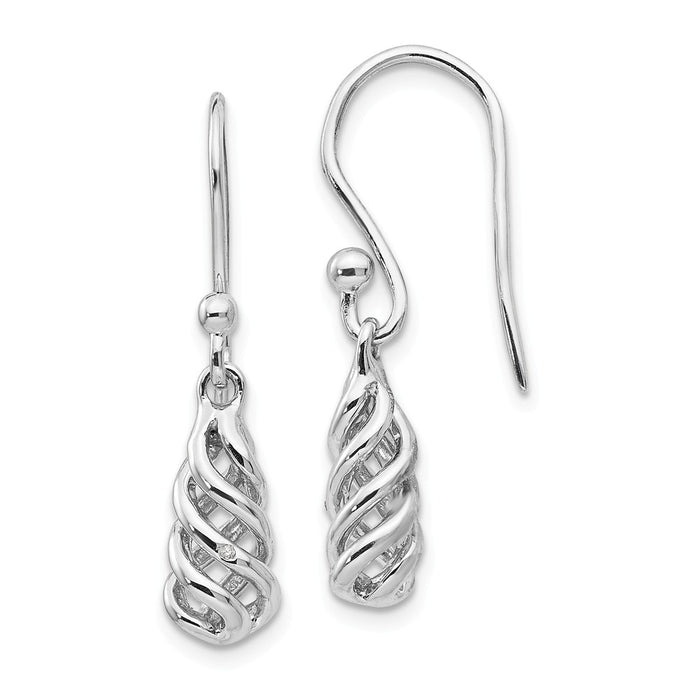 White Ice 925 Sterling Silver .01ct Diamond Spiral Dangle Earrings, 26mm x 7mm