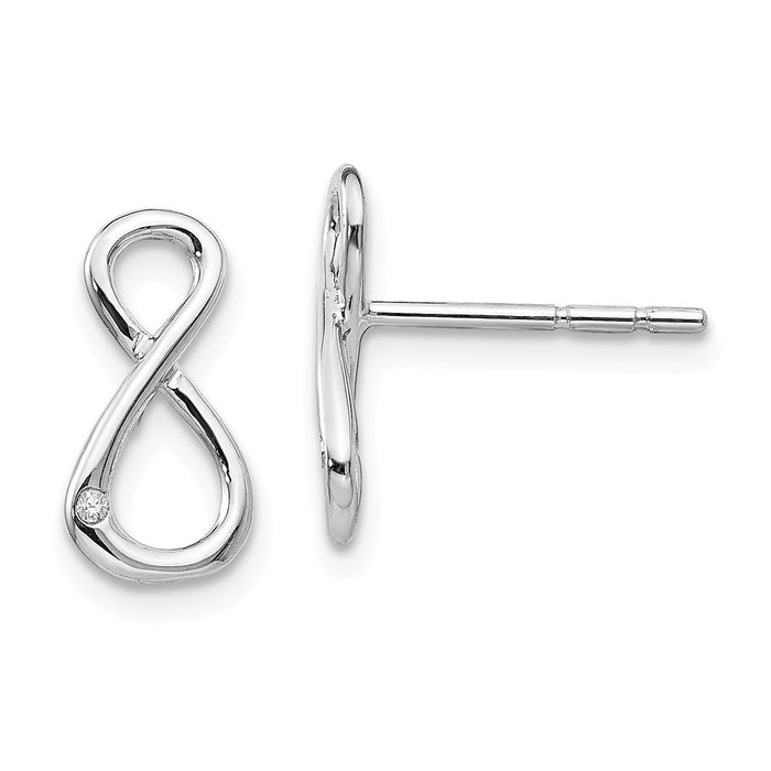 White Ice 925 Sterling Silver Diamond Infinity Symbol Post Earrings, 12mm x 7mm