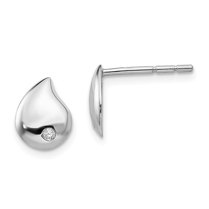 White Ice 925 Sterling Silver Diamond Teardrop Post Earrings, 10mm x 7.4mm