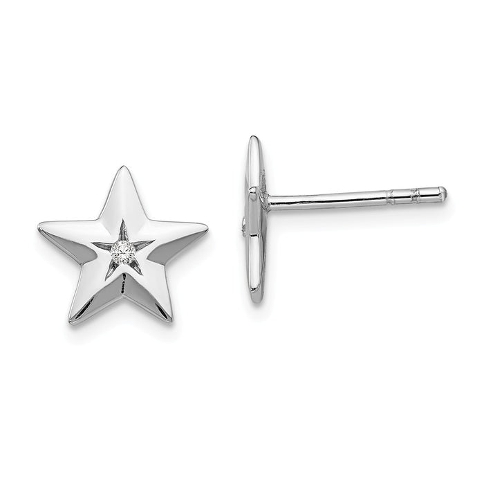 White Ice 925 Sterling Silver Diamond Star Post Earrings, 10.3mm x 10.3mm
