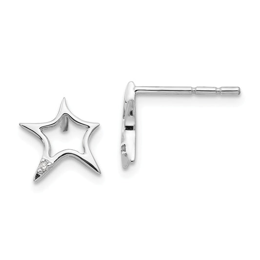 White Ice 925 Sterling Silver Diamond Star Post Earrings, 103mm x 9mm