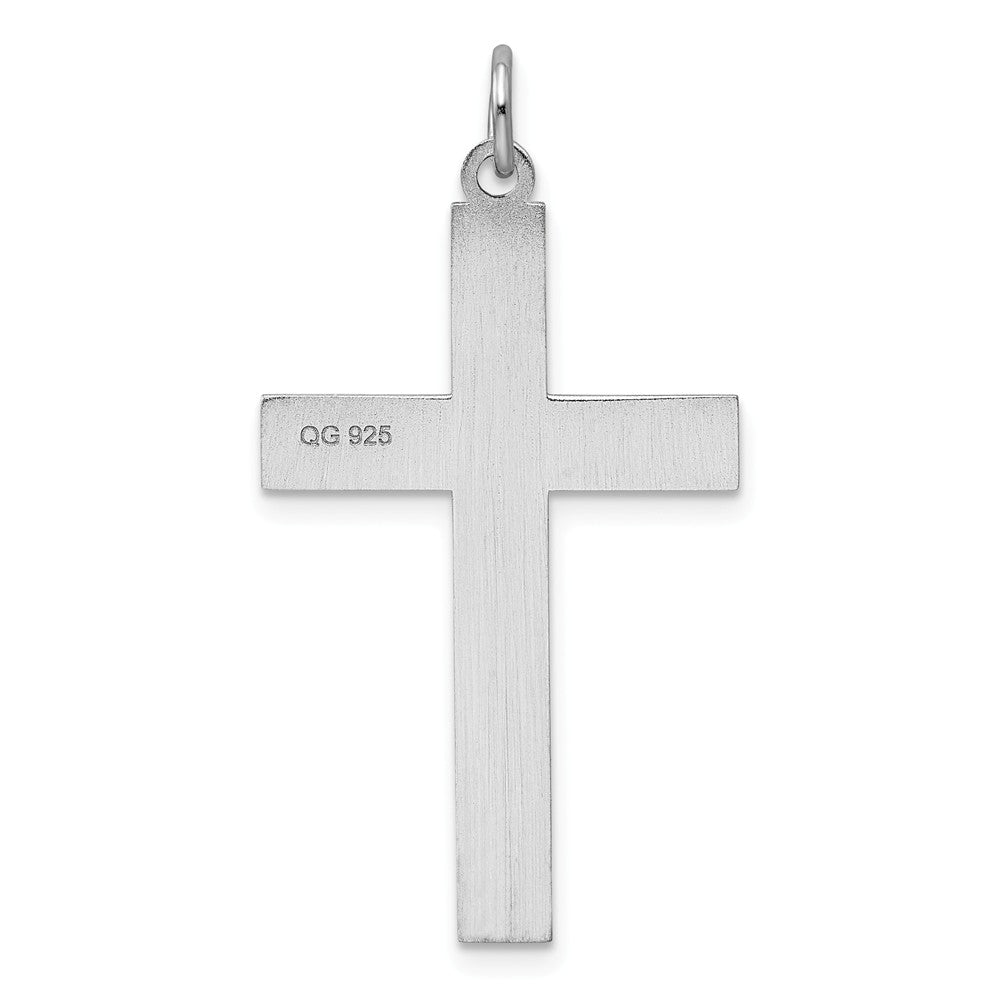 Million Charms 925 Sterling Silver Rhodium-Plated Laser Designed Relgious Cross Pendant