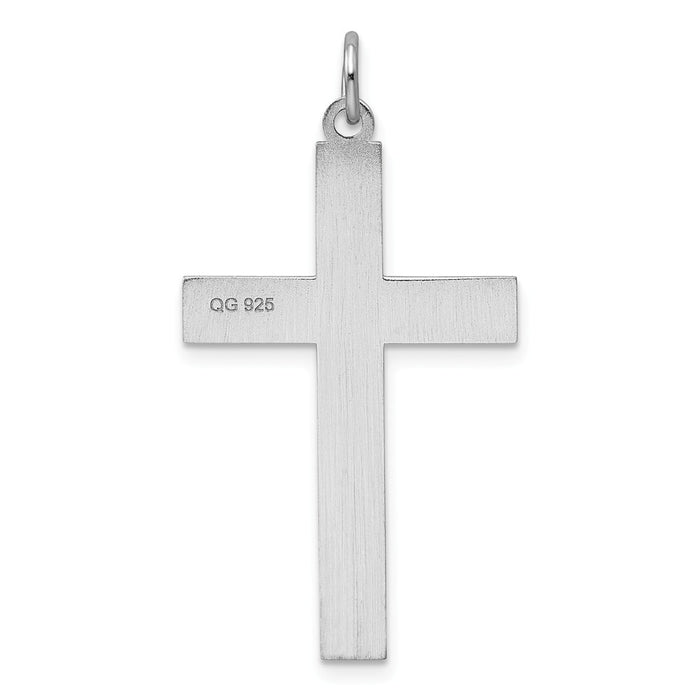 Million Charms 925 Sterling Silver Rhodium-Plated Laser Designed Relgious Cross Pendant