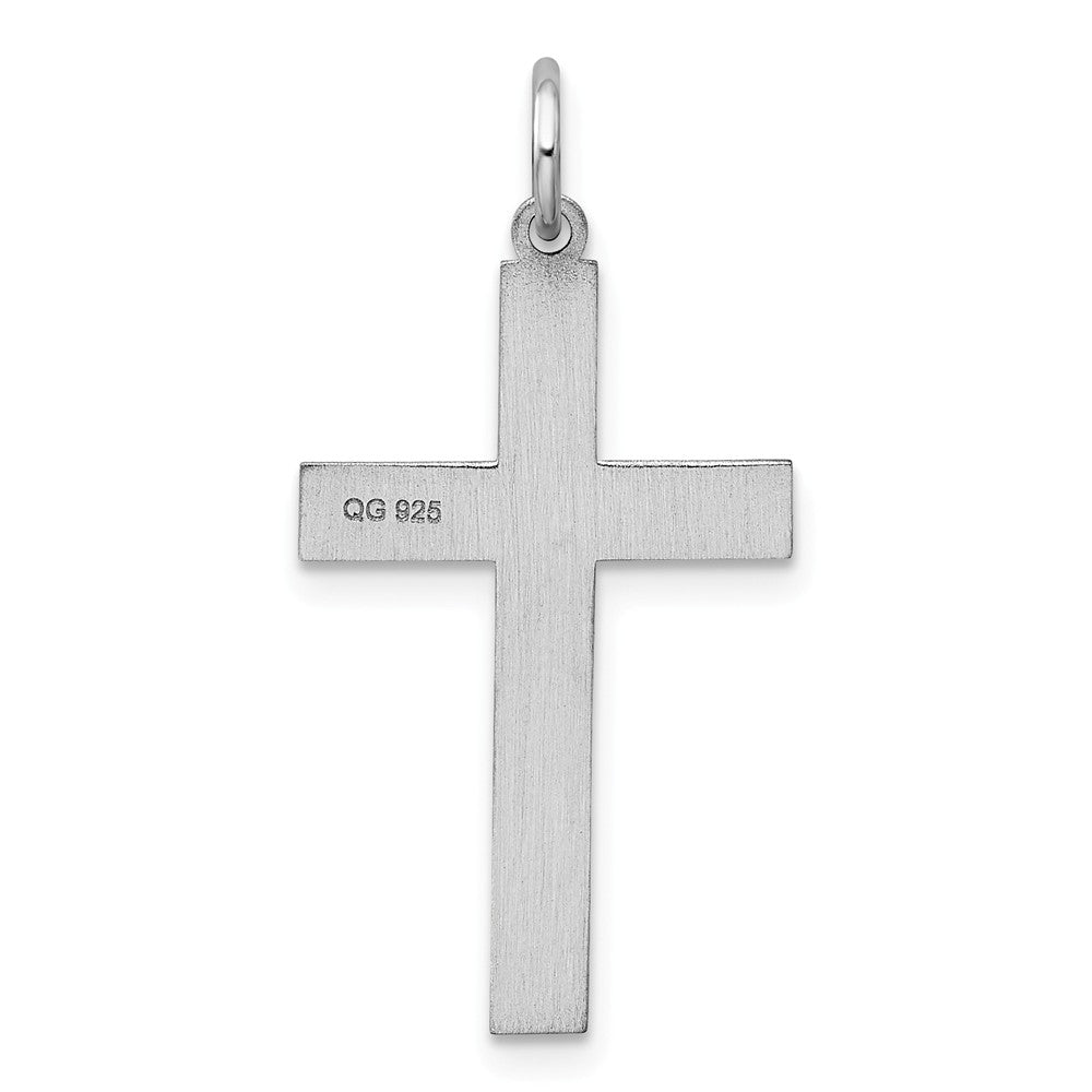 Million Charms 925 Sterling Silver Rhodium-Plated Laser Designed Relgious Cross Pendant