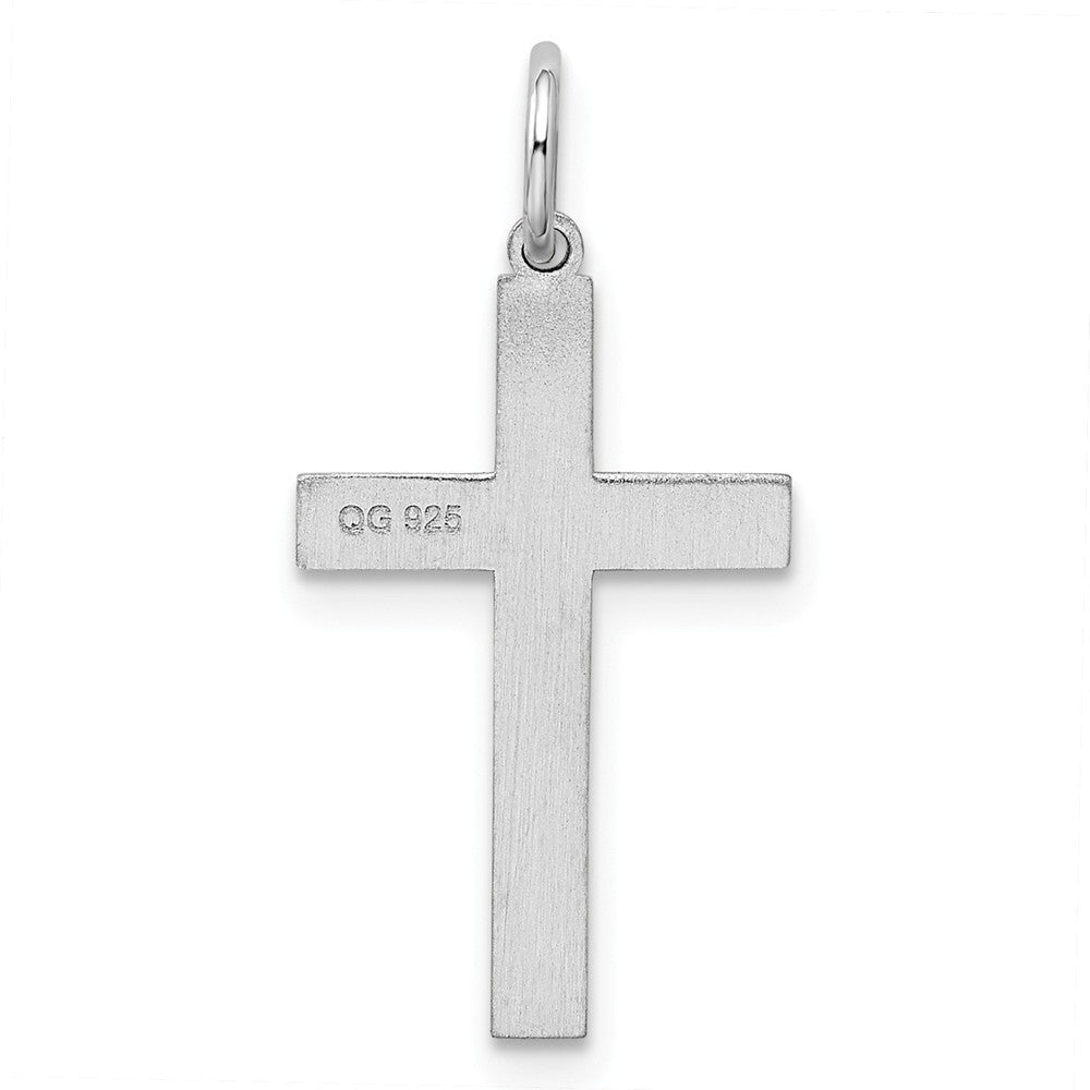 Million Charms 925 Sterling Silver Rhodium-Plated Laser Designed Relgious Cross Pendant