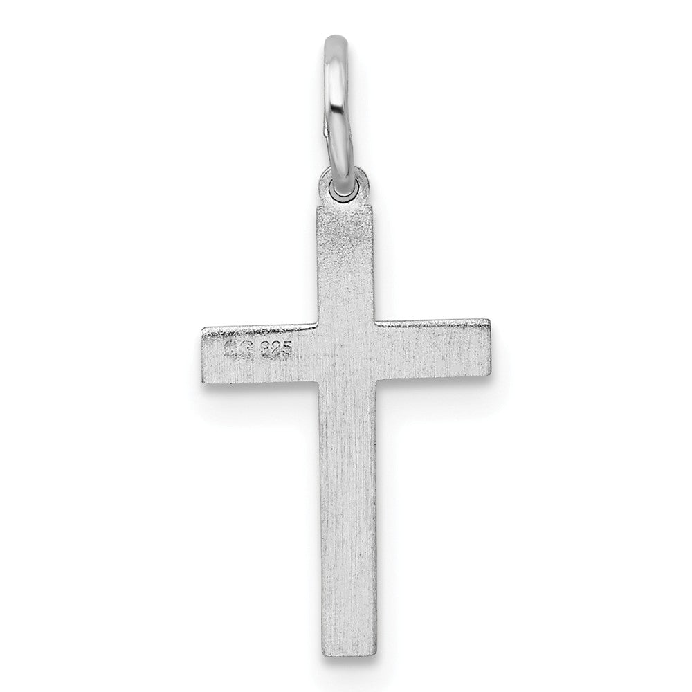 Million Charms 925 Sterling Silver Rhodium-Plated Laser Designed Relgious Cross Charm