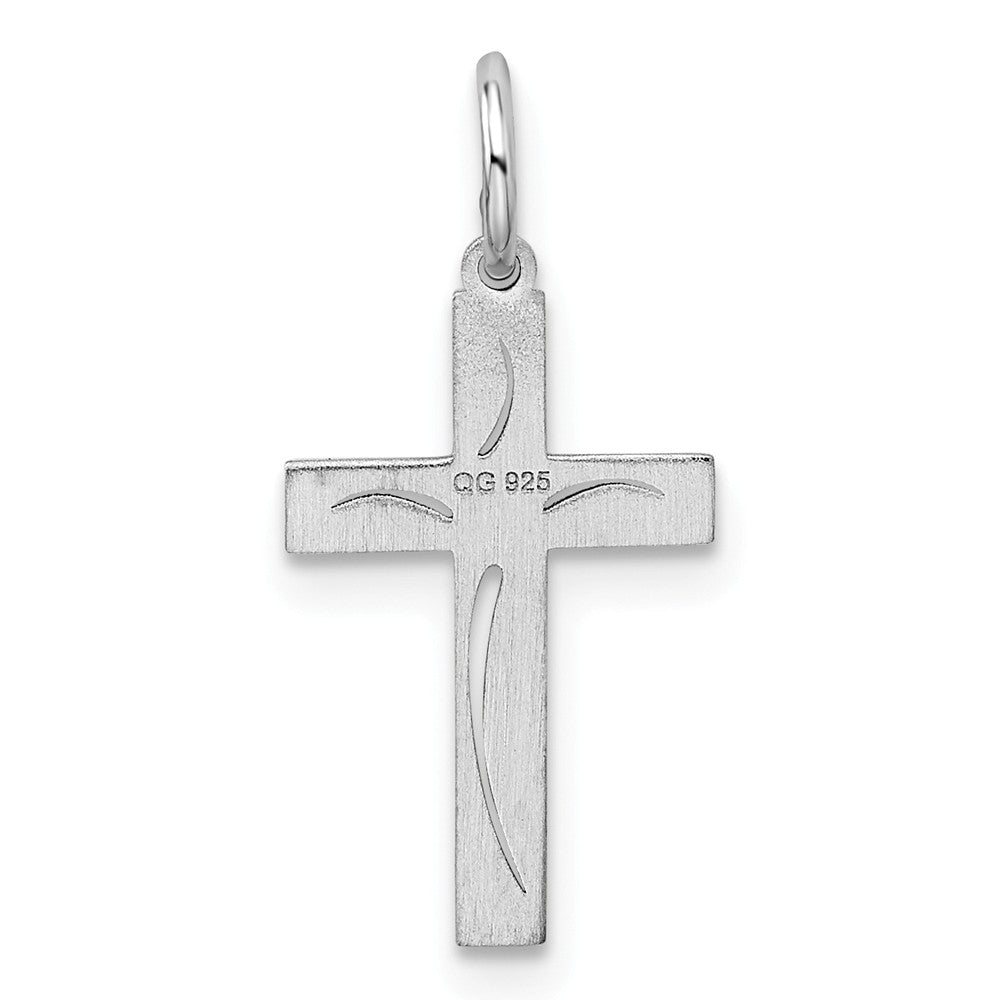 Million Charms 925 Sterling Silver Rhodium-Plated Laser Designed Relgious Cross Charm