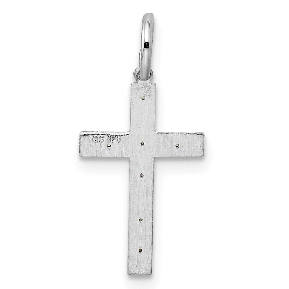Million Charms 925 Sterling Silver Rhodium-Plated Laser Designed Relgious Cross Pendant