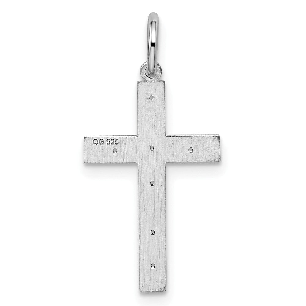 Million Charms 925 Sterling Silver Rhodium-Plated Laser Designed Relgious Cross Pendant