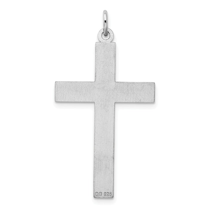 Million Charms 925 Sterling Silver Rhodium-Plated Laser Designed Relgious Cross Pendant