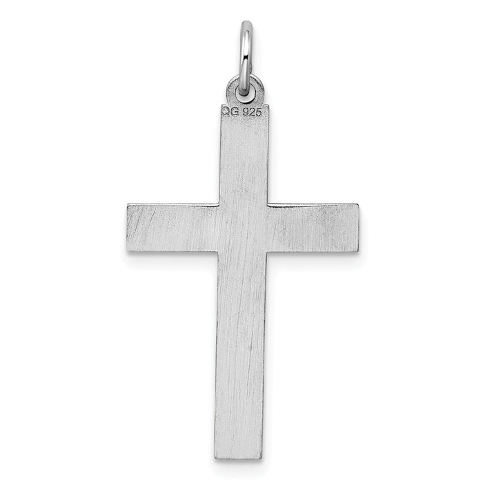 Million Charms 925 Sterling Silver Rhodium-Plated Laser Designed Relgious Cross Pendant