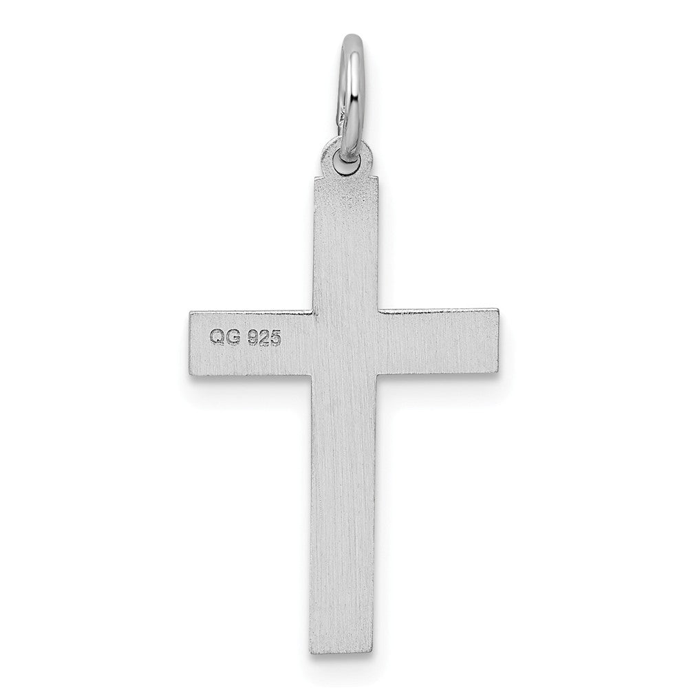 Million Charms 925 Sterling Silver Rhodium-Plated Laser Designed Relgious Cross Pendant
