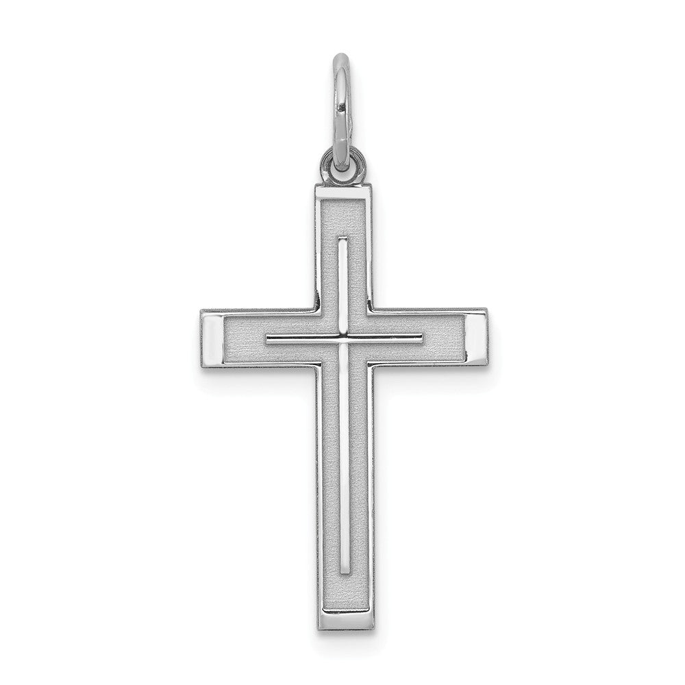 Million Charms 925 Sterling Silver Rhodium-Plated Laser Designed Relgious Cross Pendant