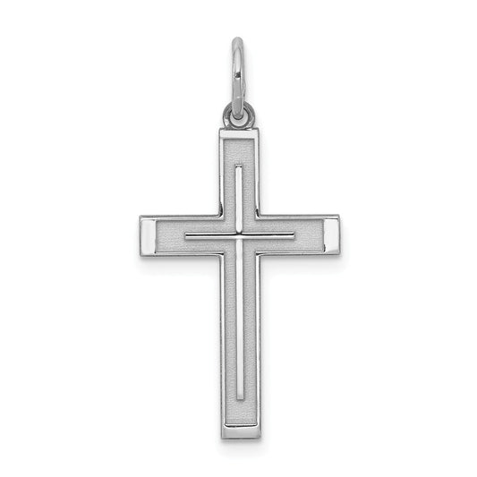 Million Charms 925 Sterling Silver Rhodium-Plated Laser Designed Relgious Cross Pendant