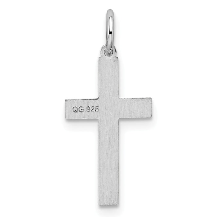 Million Charms 925 Sterling Silver Rhodium-Plated Laser Designed Relgious Cross Charm