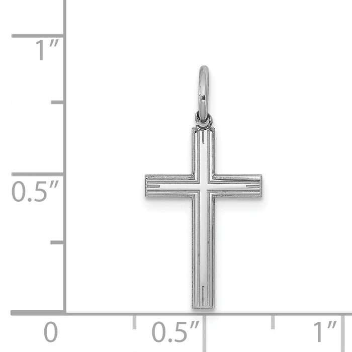 Million Charms 925 Sterling Silver Rhodium-Plated Laser Designed Relgious Cross Charm