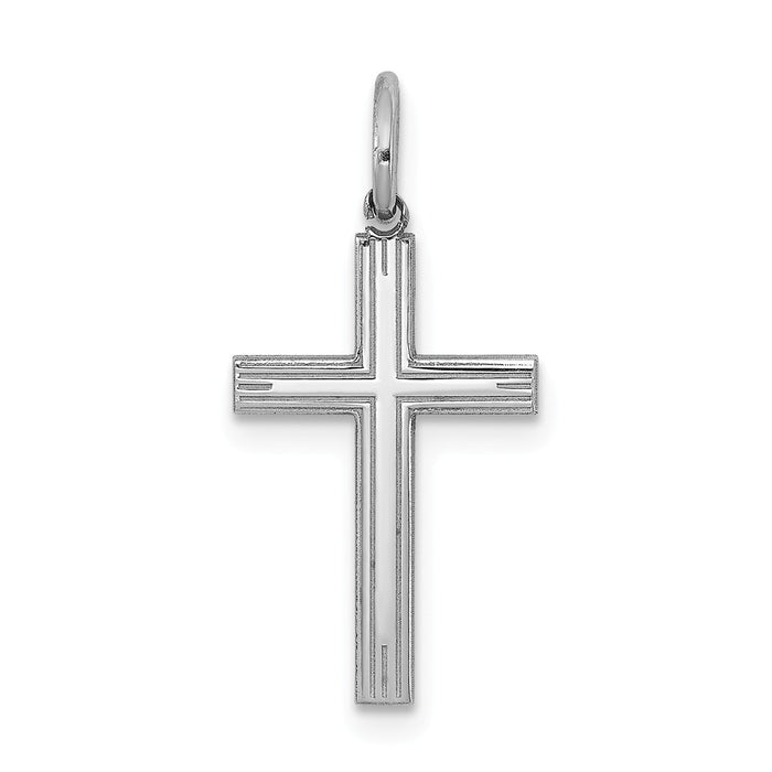 Million Charms 925 Sterling Silver Rhodium-Plated Laser Designed Relgious Cross Charm