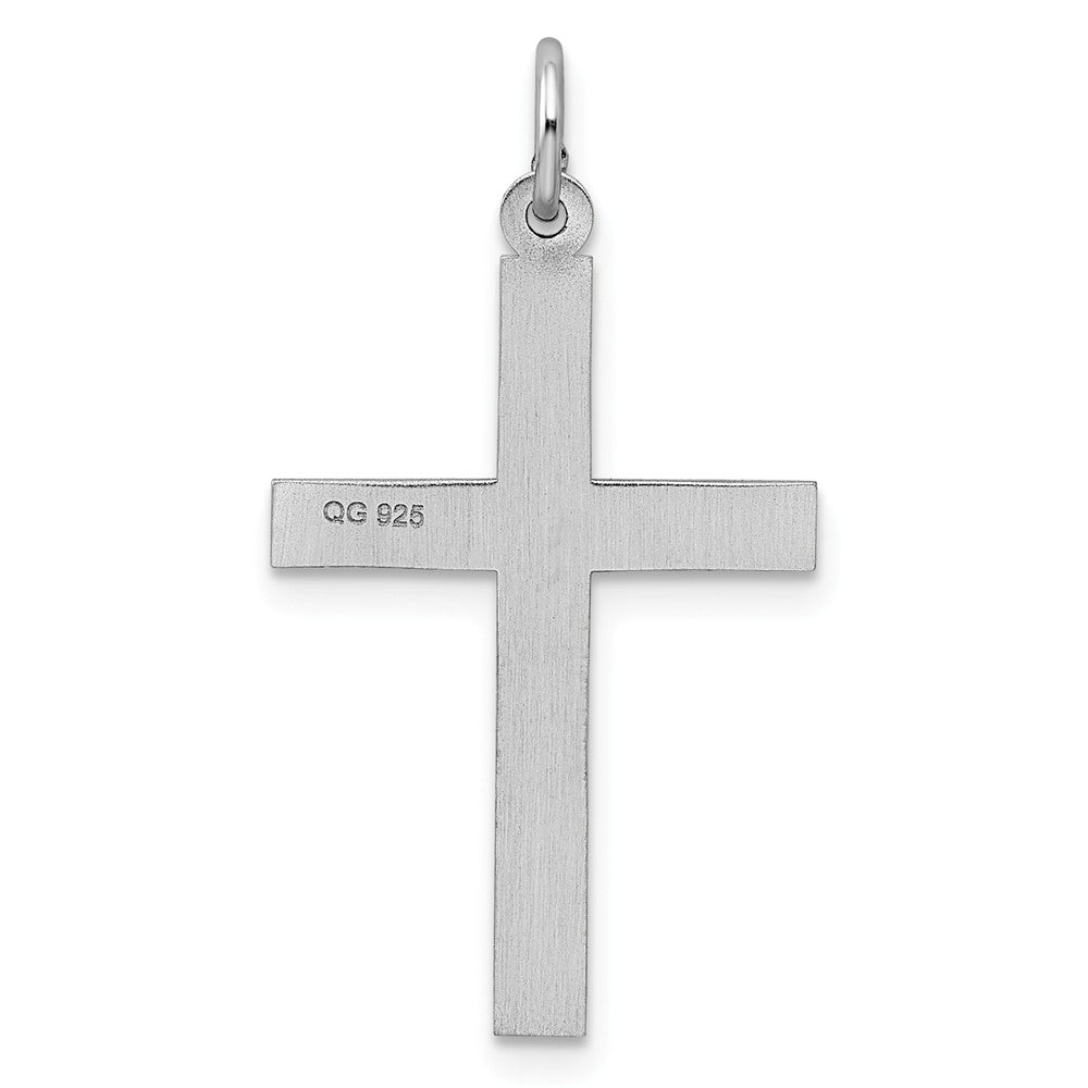 Million Charms 925 Sterling Silver Rhodium-Plated Laser Designed Relgious Cross Pendant