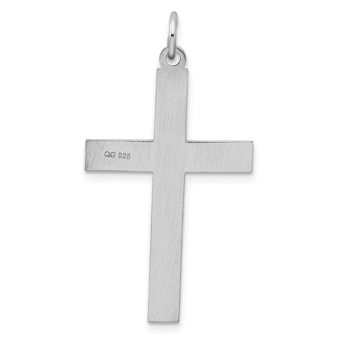 Million Charms 925 Sterling Silver Rhodium-Plated Laser Designed Relgious Cross Pendant