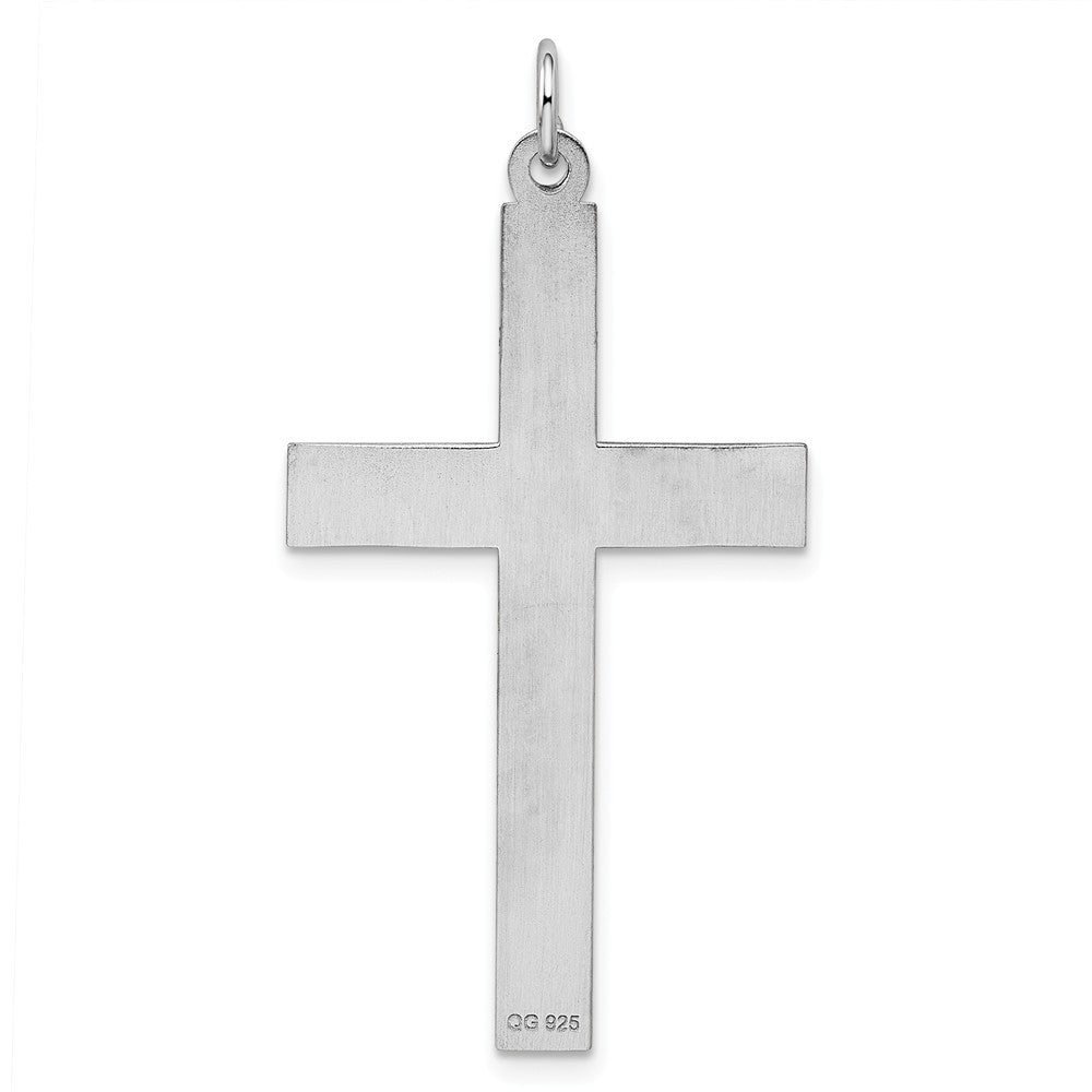 Million Charms 925 Sterling Silver Rhodium-Plated Laser Designed Relgious Cross Pendant