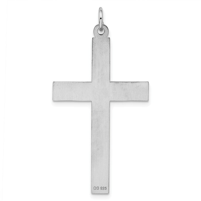 Million Charms 925 Sterling Silver Rhodium-Plated Laser Designed Relgious Cross Pendant