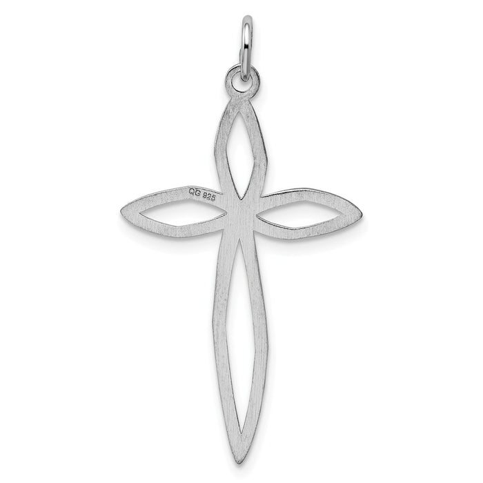 Million Charms 925 Sterling Silver Rhodium-Plated Laser Designed Relgious Cross Pendant