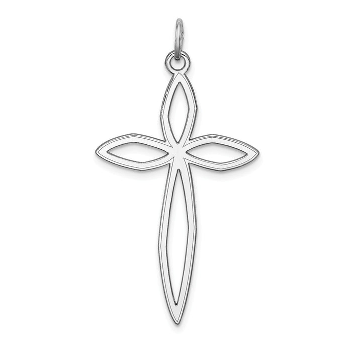 Million Charms 925 Sterling Silver Rhodium-Plated Laser Designed Relgious Cross Pendant