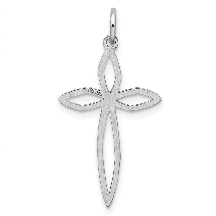 Million Charms 925 Sterling Silver Rhodium-Plated Laser Designed Relgious Cross Pendant