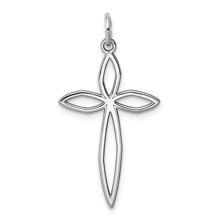 Million Charms 925 Sterling Silver Rhodium-Plated Laser Designed Relgious Cross Pendant