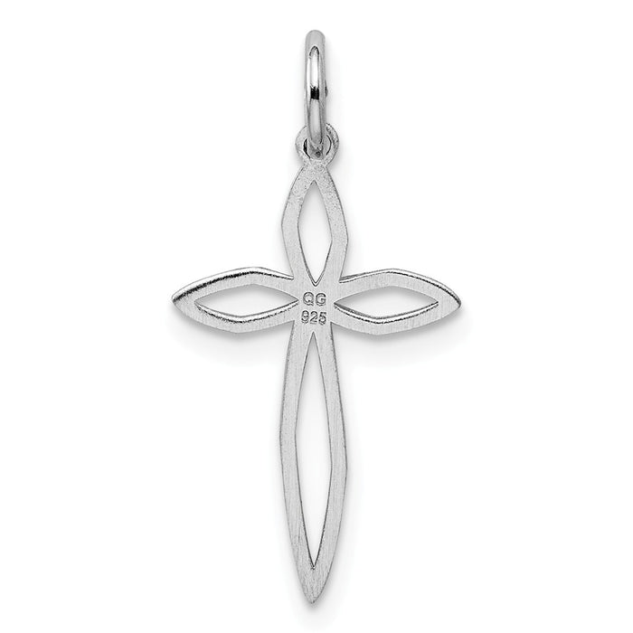 Million Charms 925 Sterling Silver Rhodium-Plated Laser Designed Relgious Cross Pendant