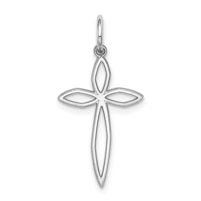 Million Charms 925 Sterling Silver Rhodium-Plated Laser Designed Relgious Cross Pendant