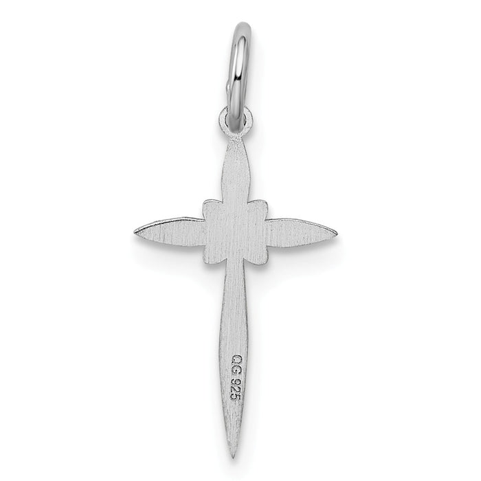 Million Charms 925 Sterling Silver Rhodium-Plated Laser Designed Relgious Cross Charm