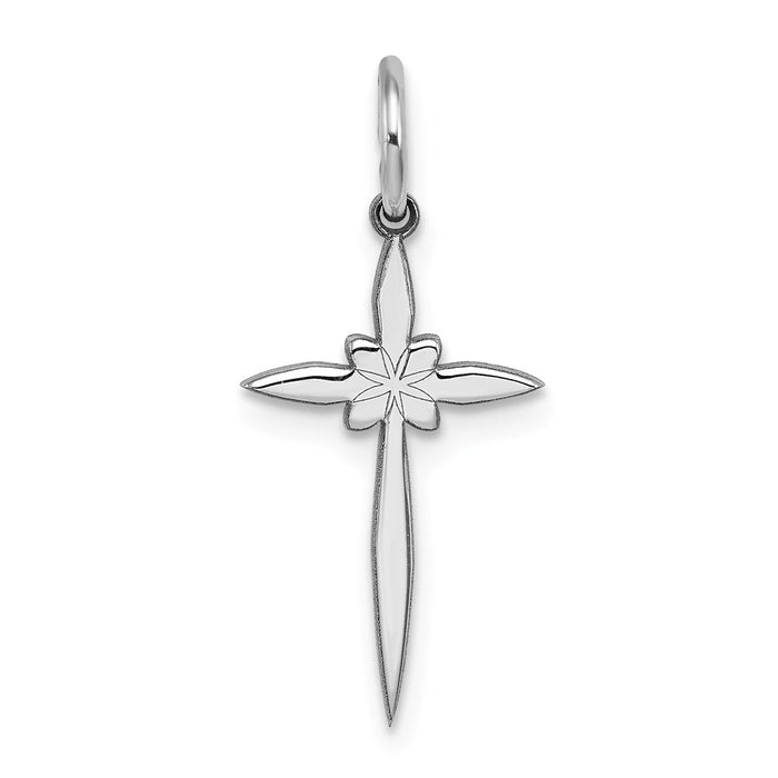 Million Charms 925 Sterling Silver Rhodium-Plated Laser Designed Relgious Cross Charm