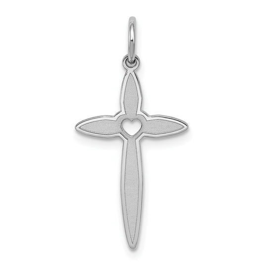 Million Charms 925 Sterling Silver Rhodium-Plated Laser Designed Relgious Cross Pendant