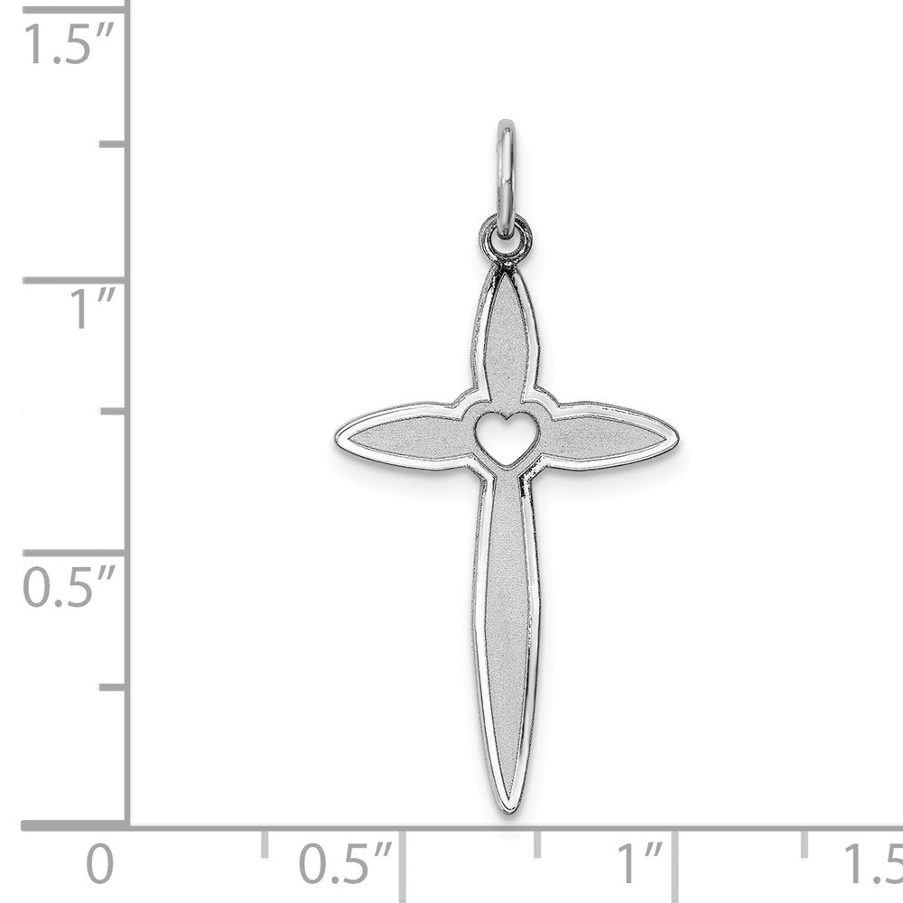 Million Charms 925 Sterling Silver Rhodium-Plated Laser Designed Relgious Cross Pendant