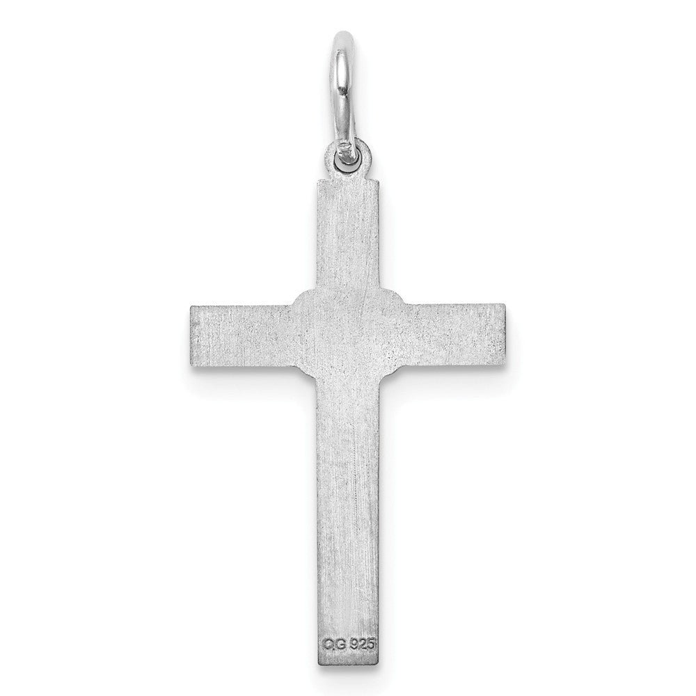 Million Charms 925 Sterling Silver Rhodium-Plated Laser Designed Relgious Cross Pendant