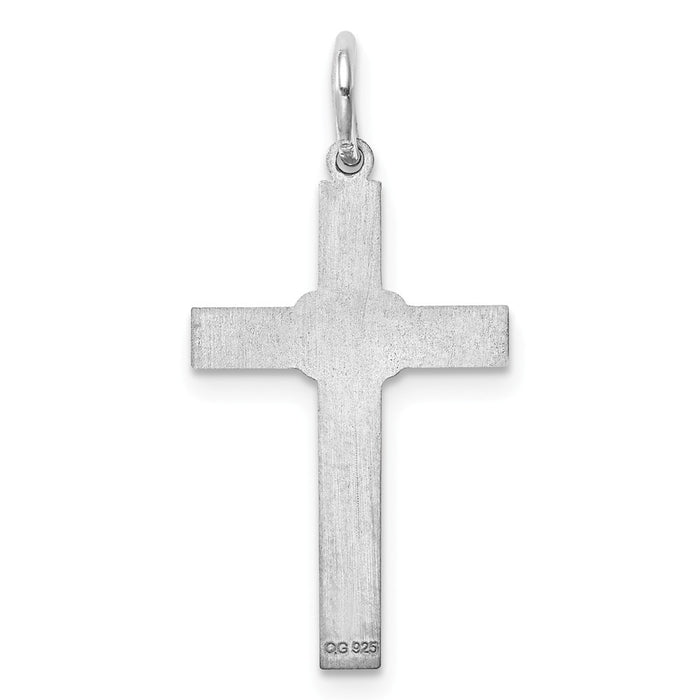 Million Charms 925 Sterling Silver Rhodium-Plated Laser Designed Relgious Cross Pendant