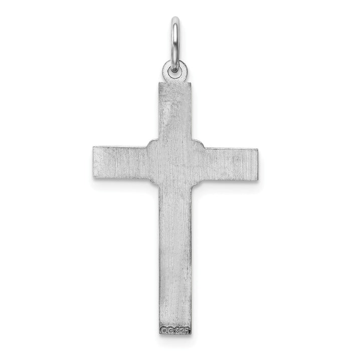 Million Charms 925 Sterling Silver Rhodium-Plated Laser Designed Relgious Cross Pendant