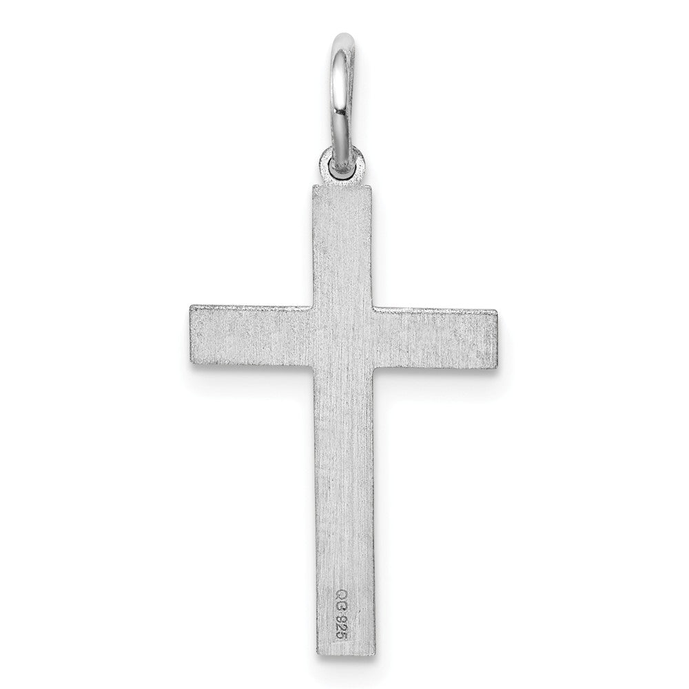 Million Charms 925 Sterling Silver Rhodium-Plated Laser Designed Relgious Cross Pendant