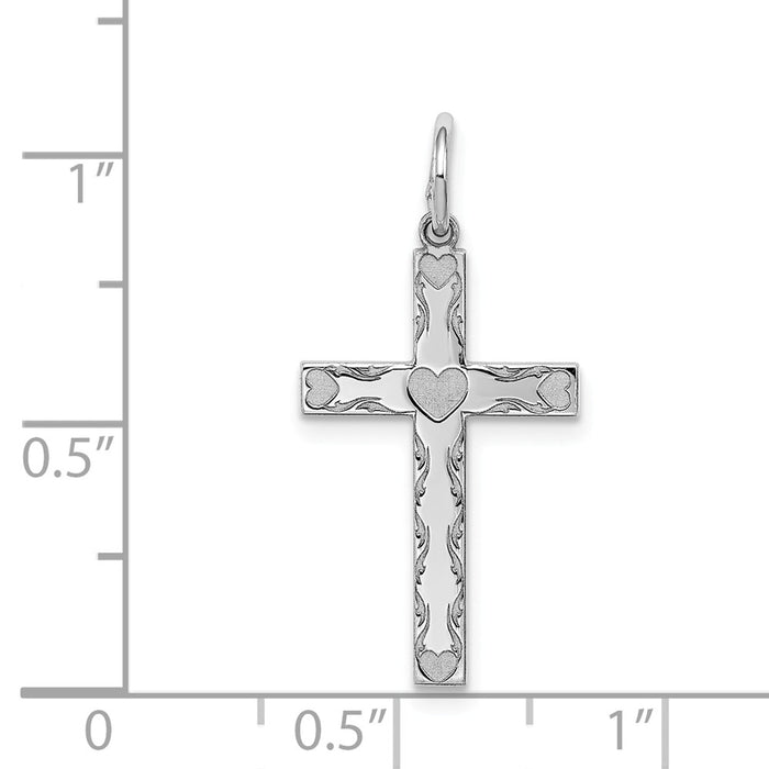 Million Charms 925 Sterling Silver Rhodium-Plated Laser Designed Relgious Cross Pendant